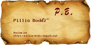Pillis Bodó névjegykártya